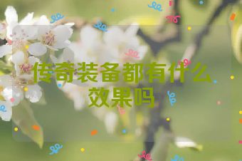 传奇装备都有什么效果吗